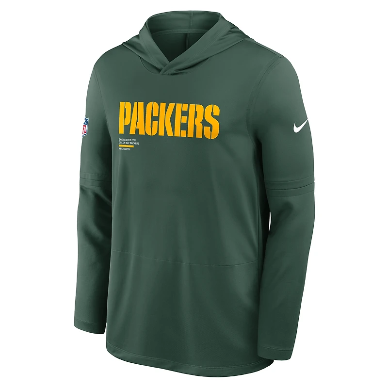 Men's Nike Green Bay Packers Big & Tall Sideline Dri-FIT Long Sleeve Hoodie T-Shirt