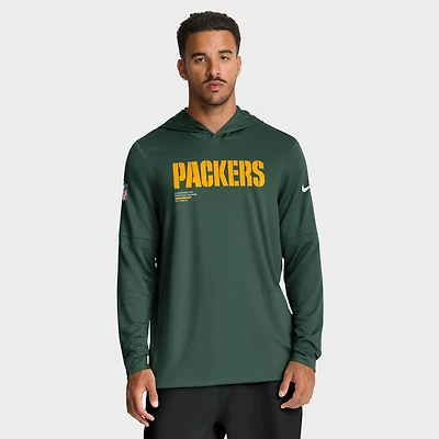 T-shirt à capuche manches longues Nike Green Bay Packers pour homme, coupe large et grande taille, Dri-FIT