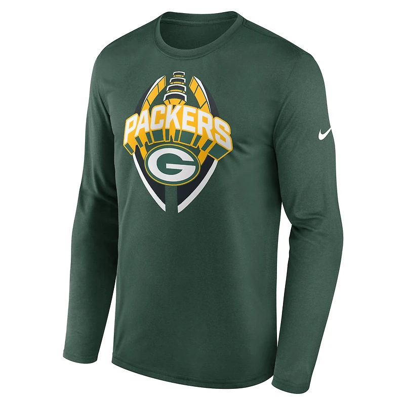 T-shirt Nike Green Bay Packers Primetime Legend Icon Performance à manches longues pour homme