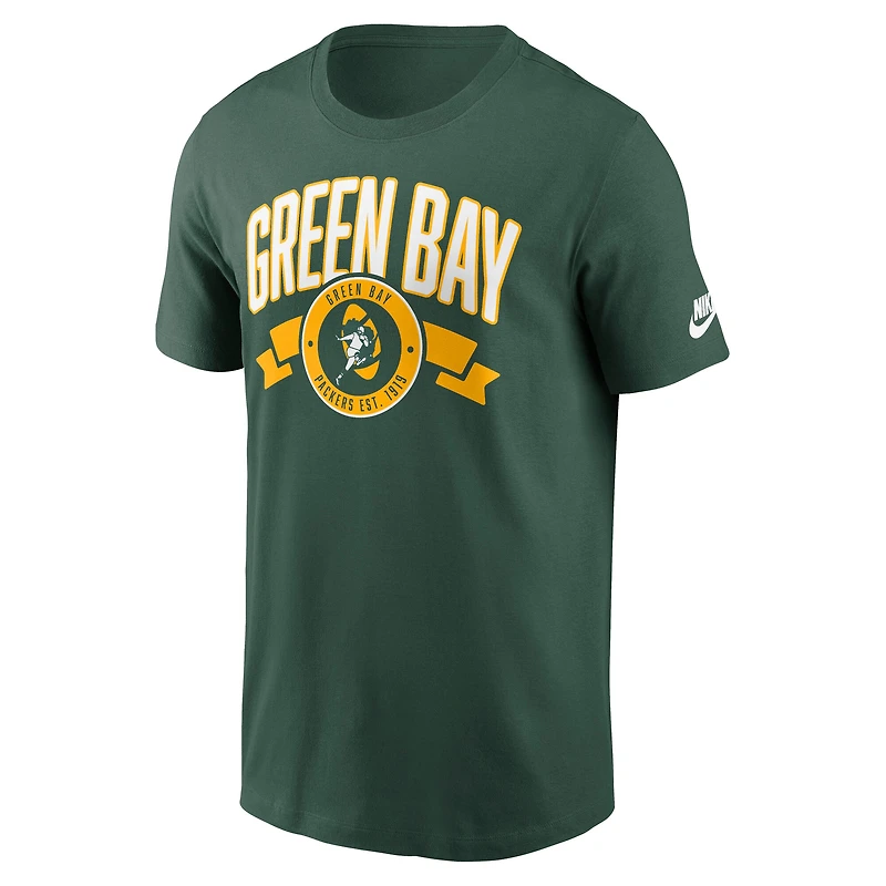 Men's Nike Heather Gray Green Bay Packers Rewind Front and Back Hit Essential T-Shirt