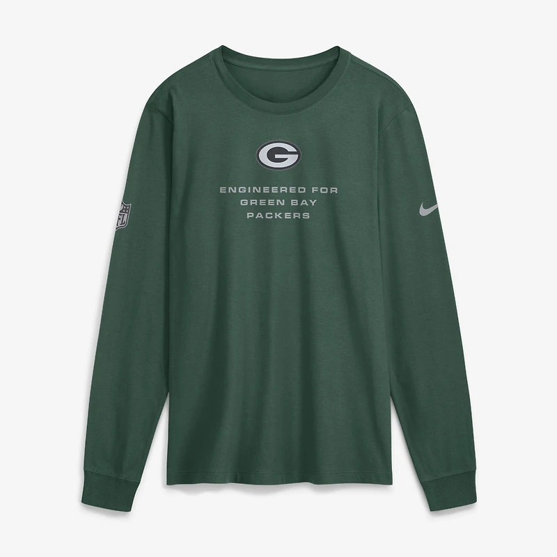 T-shirt à manches longues Nike Green Bay Packers Sideline Bold Arch Star Dri-FIT pour homme