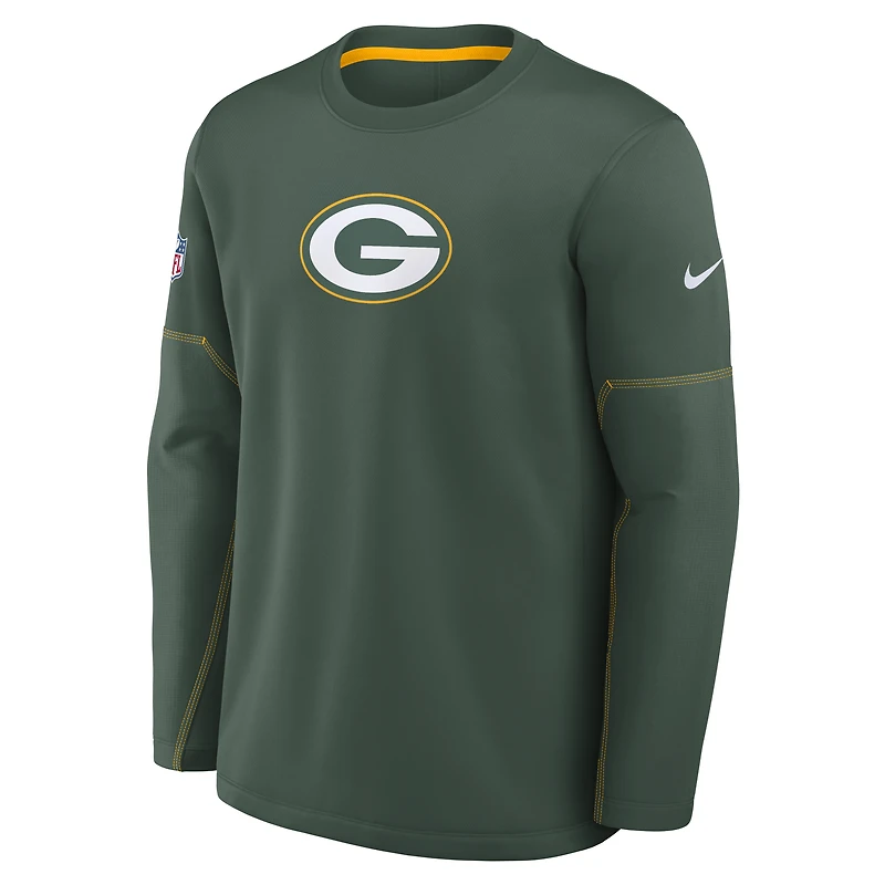 T-shirt Nike Green Bay Packers Sideline Coach mi-lourd à col rond Therma-FIT pour homme