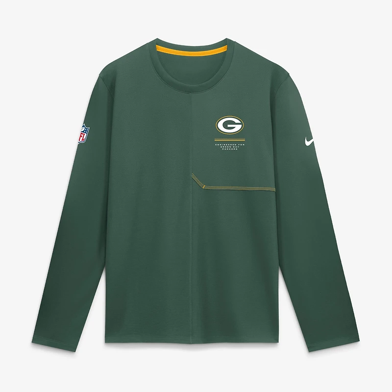 T-shirt à manches longues Nike Green Bay Packers Sideline Coaches UV Dri-FIT pour homme