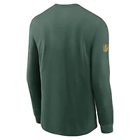 T-shirt Nike vert à manches longues pour homme, Green Bay Packers, Sideline Dri-FIT