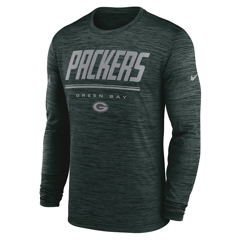 T-shirt à manches longues Nike Green Bay Packers Sideline Offensive Transition Velocity Dri-FIT pour homme