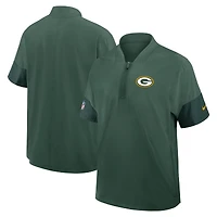 Men's Nike Green Bay Packers Sideline Short Sleeve Quarter-Zip Dri-FIT Coach Jacket