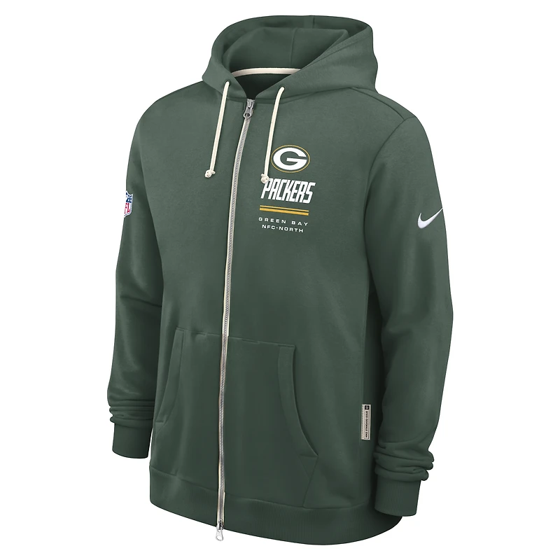 Men's Nike Green Bay Packers Sideline Standard Issue Dri-FIT Full-Zip Hoodie