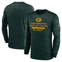 T-shirt Nike vert à manches longues Sideline Velocity Performance des Packers de Green Bay pour homme