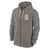Men's Nike Heather Charcoal Green Bay Packers Historic Lifestyle Full-Zip Hoodie