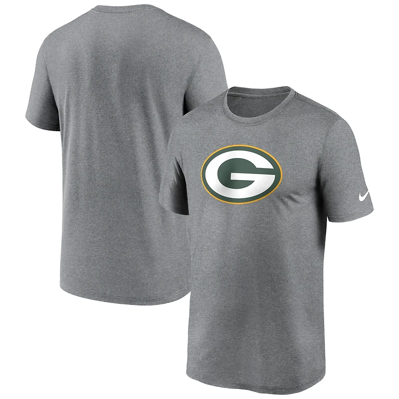Men's Nike Heather Charcoal Green Bay Packers Primetime Legend Logo Performance T-Shirt