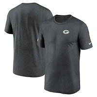 Men's Nike Heather Charcoal Green Bay Packers Sideline Legend Small Logo Dri-FIT T-Shirt