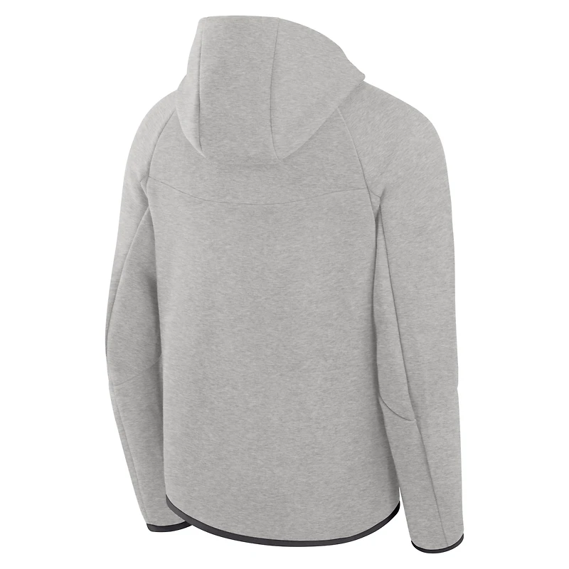 Men's Nike Heather Gray Green Bay Packers Tech Fleece Raglan Full-Zip Windrunner Hoodie