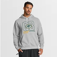 Men's Nike Heathered Gray Green Bay Packers City Code Club Fleece Pullover Hoodie