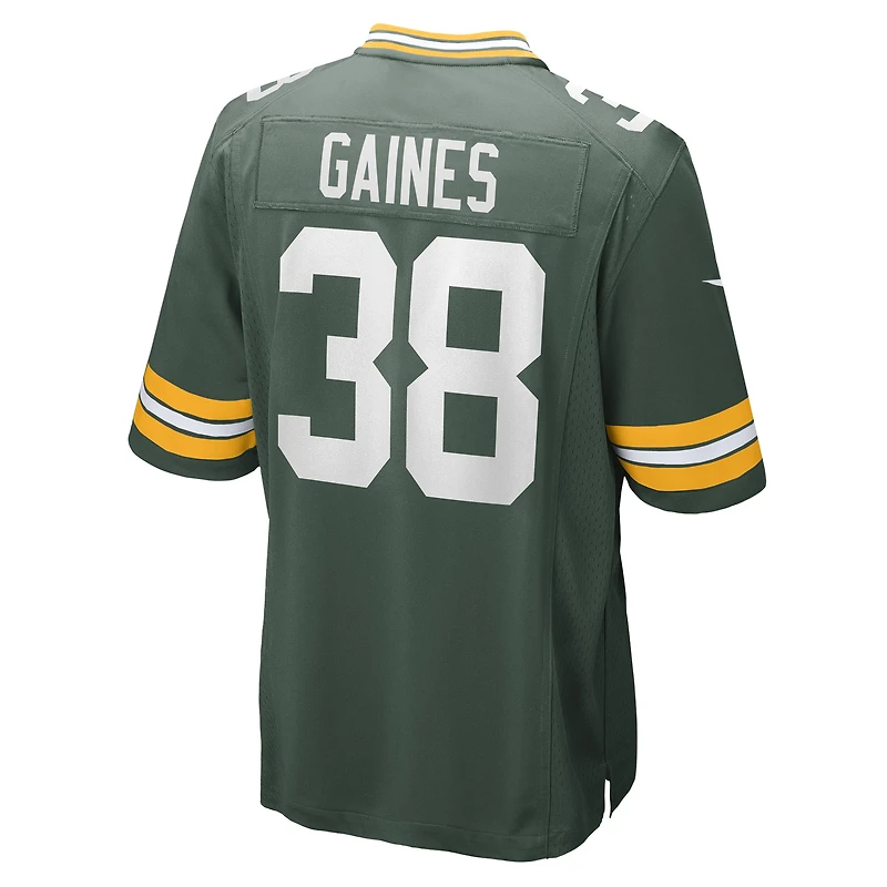 Maillot de match Nike Innis Gaines vert Green Bay Packers pour homme