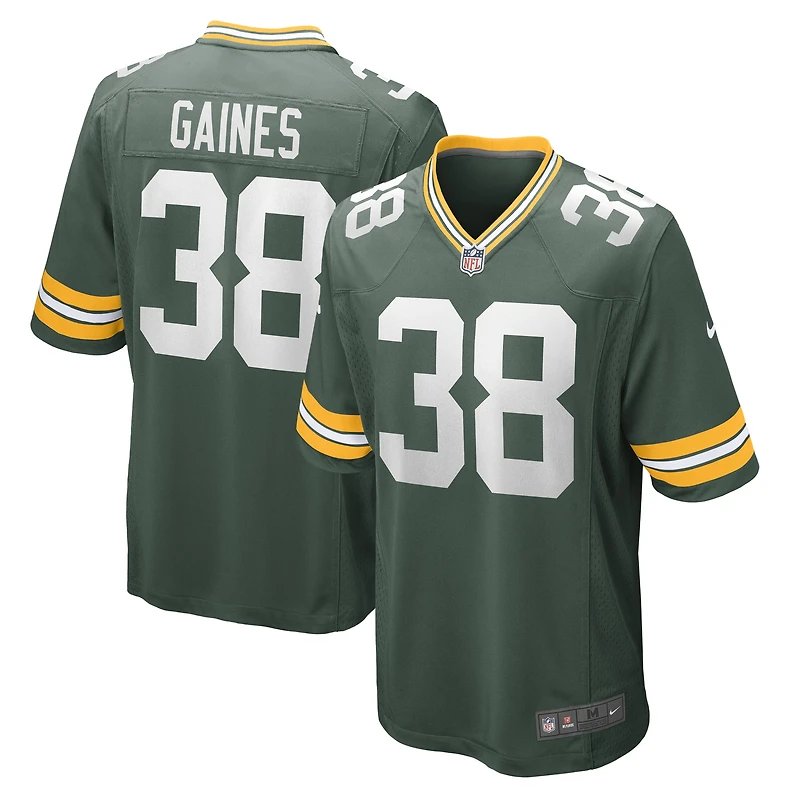 Maillot de match Nike Innis Gaines vert Green Bay Packers pour homme