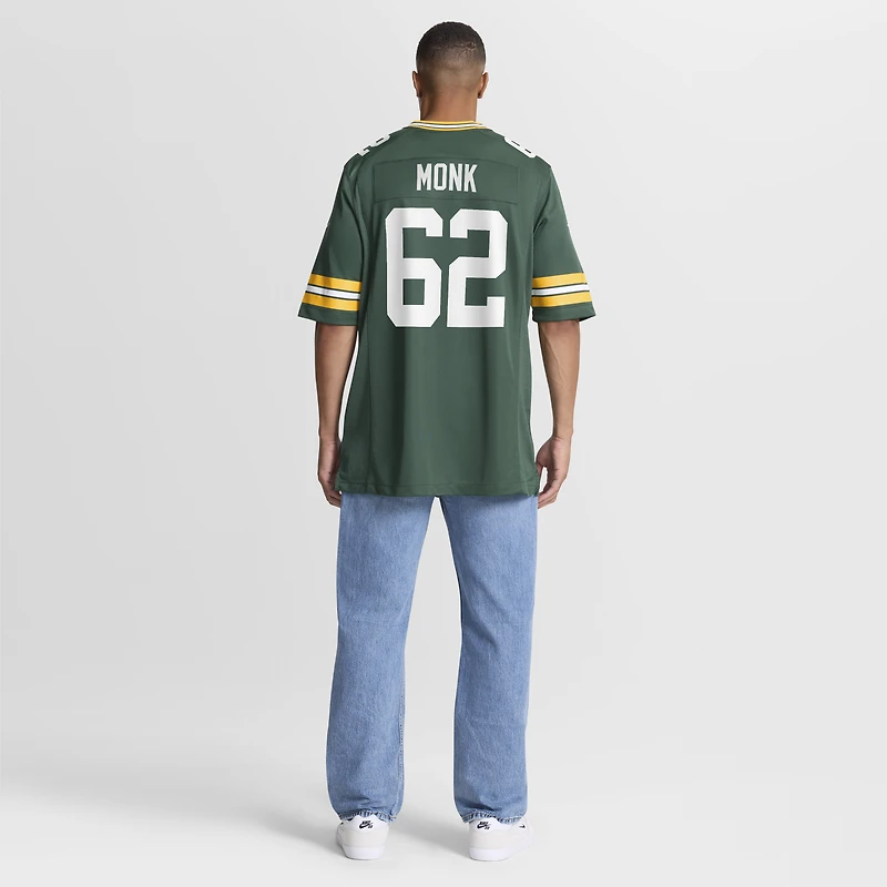Maillot de match Nike Jacob Monk Green Bay Packers pour homme