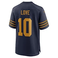 Maillot Nike Jordan Love bleu marine pour homme des Packers de Green Bay, édition 1923
