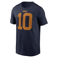 T-shirt Nike Jordan Love Navy pour homme des Green Bay Packers, modèle classique de 1923, avec nom et numéro