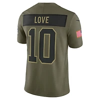 Maillot Nike Jordan Love Olive Green Bay Packers 2025 Salute to Service Limited pour homme