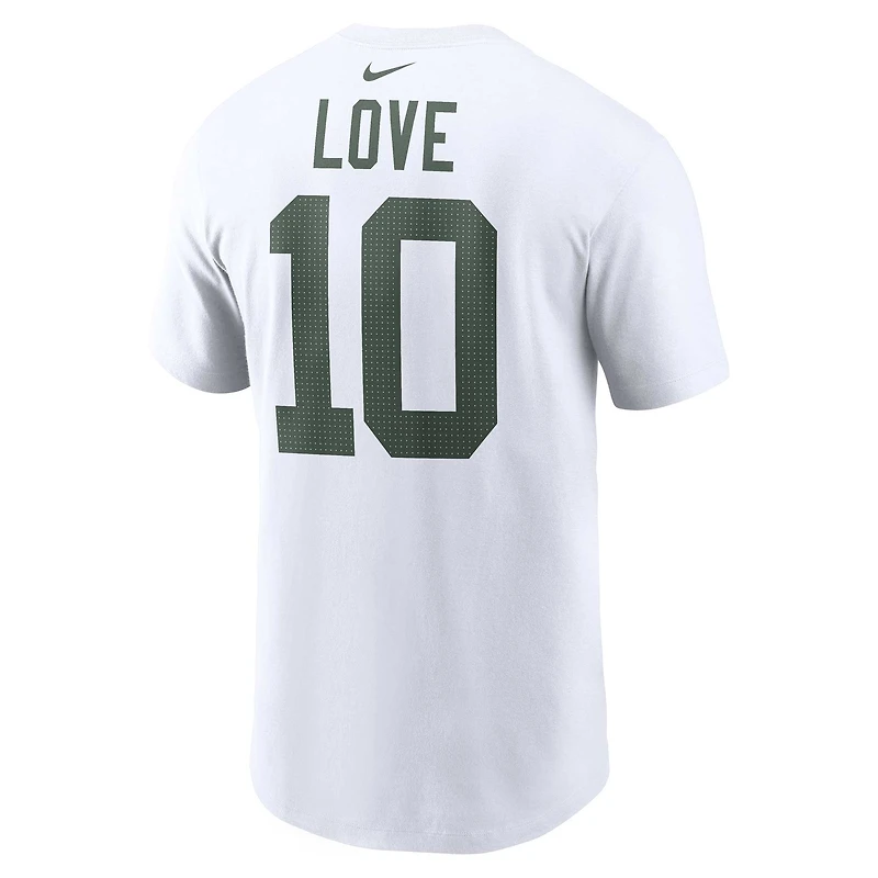 Men's Nike Jordan Love White Green Bay Packers Player Name & Number T-Shirt