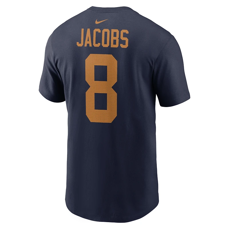 T-shirt Nike Josh Jacobs bleu marine pour homme avec nom et numéro de joueur des Green Bay Packers