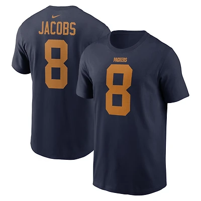 Men's Nike Josh Jacobs Navy Green Bay Packers Player Name & Number T-Shirt