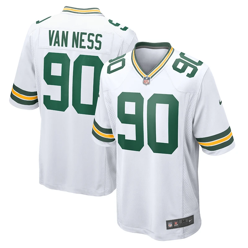 Maillot de match l'équipe Nike Lukas Van Ness pour hommes, blanc, Green Bay Packers