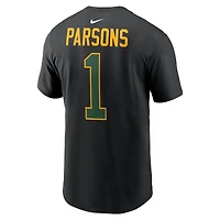 Men's Nike Micah Parsons Black Green Bay Packers Carbon Name & Number T-Shirt