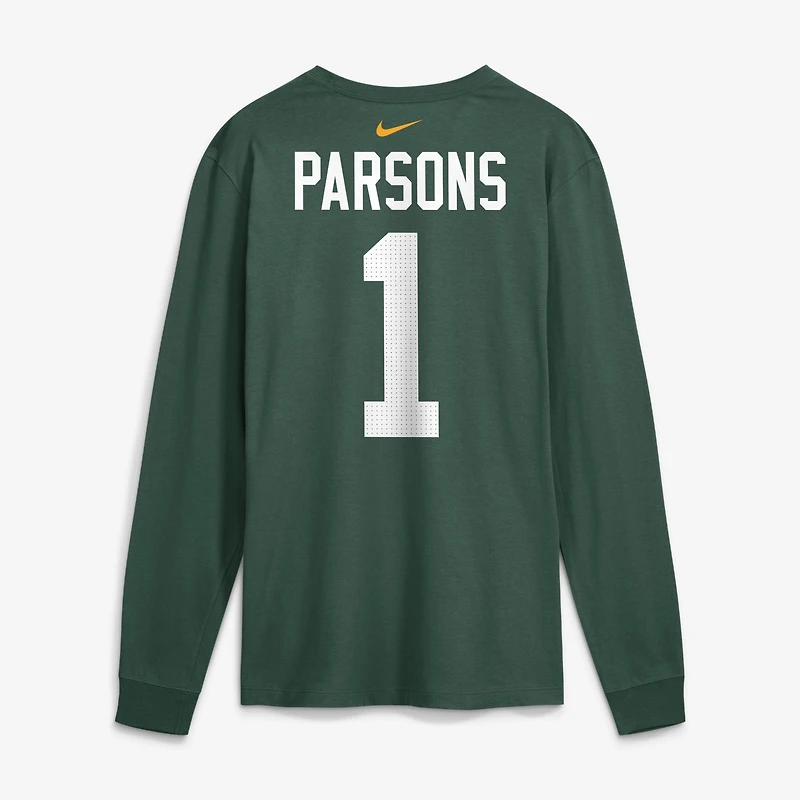 Men's Nike Micah Parsons Green Bay Packers Name & Number Long Sleeve T-Shirt
