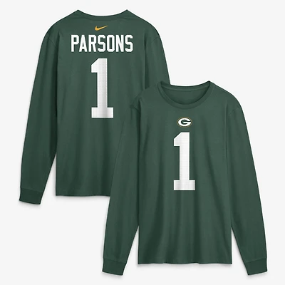 Men's Nike Micah Parsons Green Bay Packers Name & Number Long Sleeve T-Shirt