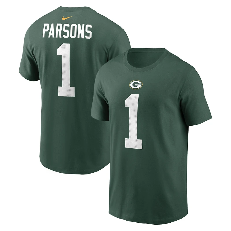 T-shirt Nike Micah Parsons pour homme, vert, avec nom et numéro des Green Bay Packers