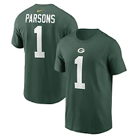 T-shirt Nike Micah Parsons pour homme, vert, avec nom et numéro des Green Bay Packers