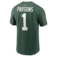 T-shirt Nike Micah Parsons pour homme, vert, avec nom et numéro des Green Bay Packers