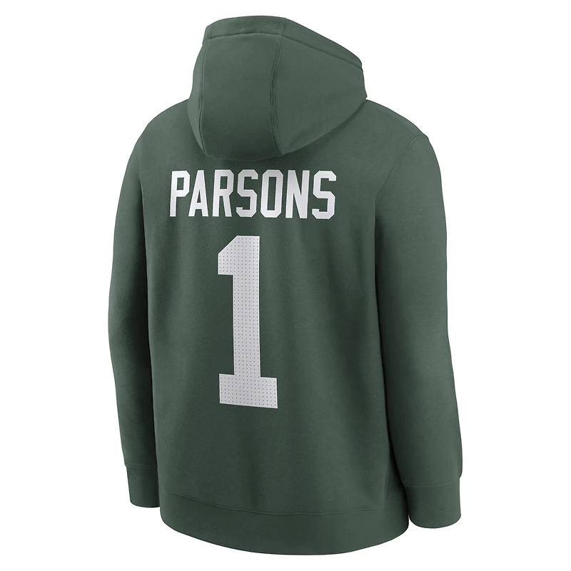 Men's Nike Micah Parsons Green Bay Packers Player Name & Number Fleece Hoodie