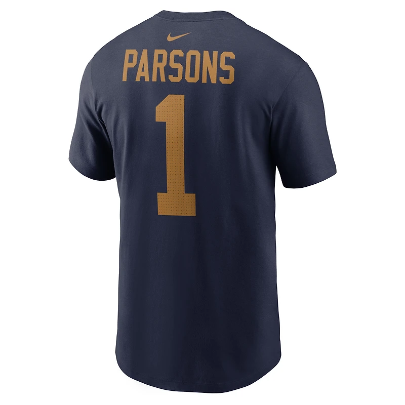 T-shirt Nike Micah Parsons bleu marine pour homme, avec nom et numéro, des Packers de Green Bay, The 1923 Classic