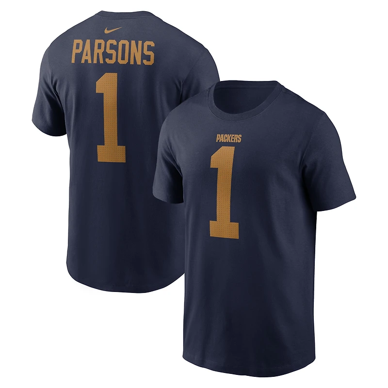 T-shirt Nike Micah Parsons bleu marine pour homme, avec nom et numéro, des Packers de Green Bay, The 1923 Classic