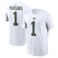 T-shirt Nike Micah Parsons blanc pour homme, avec nom et numéro du joueur des Green Bay Packers