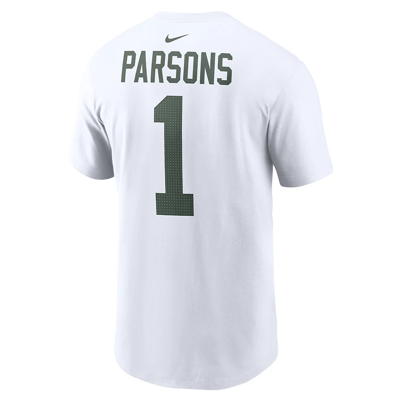 Men's Nike Micah Parsons White Green Bay Packers Player Name & Number T-Shirt