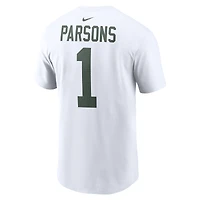 Men's Nike Micah Parsons White Green Bay Packers Player Name & Number T-Shirt