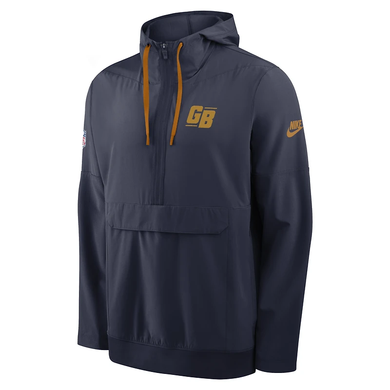 Men's Nike Navy Green Bay Packers Alt Anorak Half-Zip Hooded Jacket