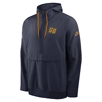 Men's Nike Navy Green Bay Packers Alt Anorak Half-Zip Hooded Jacket