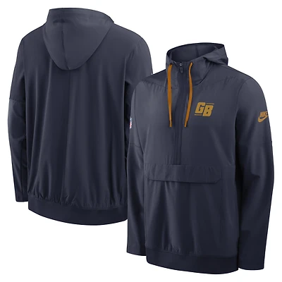 Men's Nike Navy Green Bay Packers Alt Anorak Half-Zip Hooded Jacket