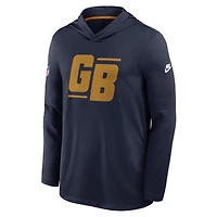 Men's Nike Navy Green Bay Packers Big & Tall 2026 Sideline Alternate Dri-FIT Hooded Long Sleeve T-Shirt