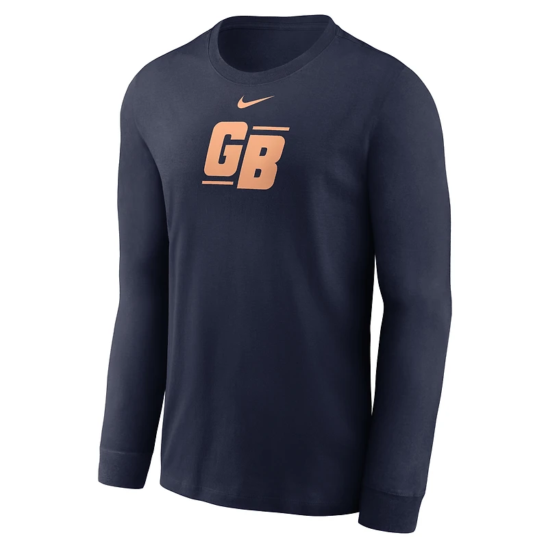 T-shirt à manches longues Nike bleu marine Essential des Green Bay Packers pour homme