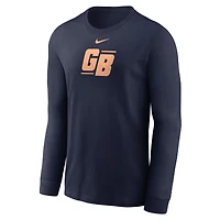 T-shirt à manches longues Nike bleu marine Essential des Green Bay Packers pour homme