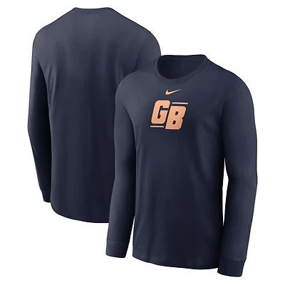 Men's Nike Navy Green Bay Packers Essential Long-Sleeve T-Shirt