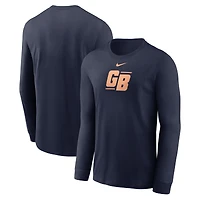 Men's Nike Navy Green Bay Packers Essential Long-Sleeve T-Shirt