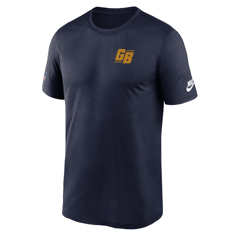 T-shirt Nike Dri-FIT bleu marine pour homme, Sideline Alt Pack, des Green Bay Packers