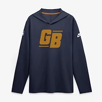 Men's Nike Navy Green Bay Packers Sideline Dri-FIT Long Sleeve Hooded T-Shirt