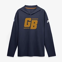 T-shirt à capuche manches longues Nike Green Bay Packers Sideline Dri-FIT pour homme, bleu marine